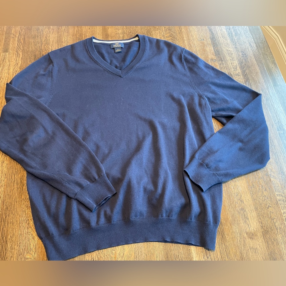 346 Brooks Brothers Navy Sweater Cotton Classic Preppy - size L